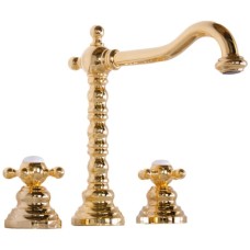 Смеситель для раковины на 3 отверстия с донным клапаном Gattoni Vivaldi 1210012D0ORO