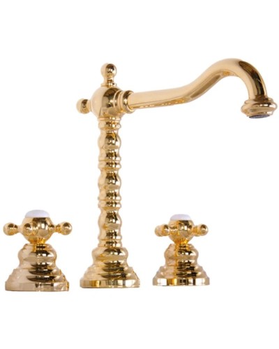 Смеситель для раковины на 3 отверстия с донным клапаном Gattoni Vivaldi 1210012D0ORO