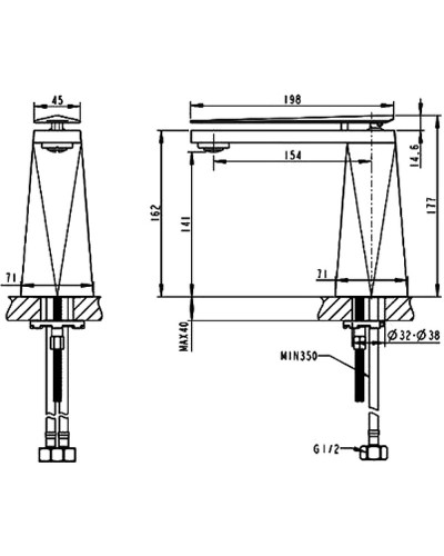 Смеситель для раковины Bravat Diamond F118102C-2-ENG Хром
