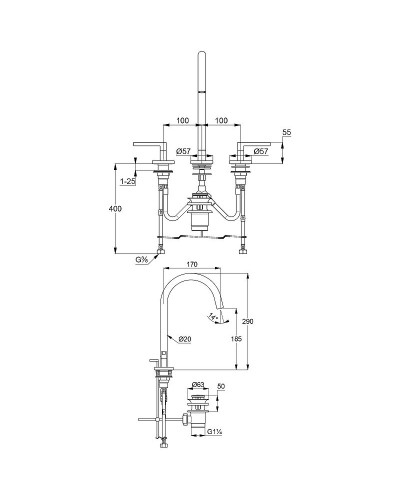 Смеситель для раковины Kludi Nova Fonte Puristic 201433915 Черный матовый