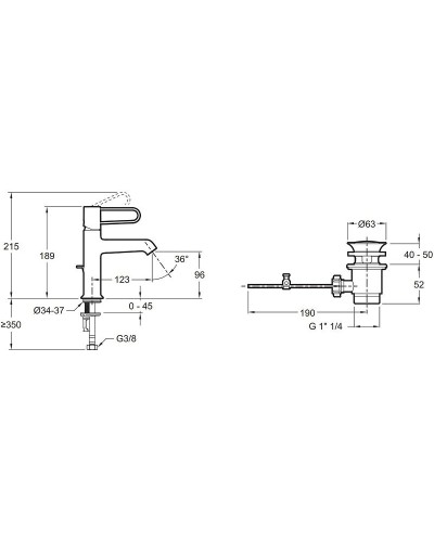 Смеситель для раковины Jacob Delafon Odeon Rive Gauche E21028-BL-CP Хром Черный