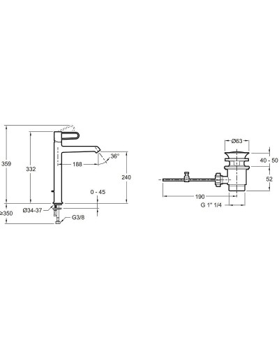 Смеситель для раковины Jacob Delafon Odeon Rive Gauche E21030-CP-CP Хром
