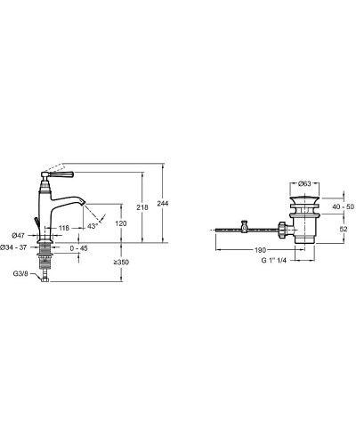 Смеситель для раковины Jacob Delafon Cleo 1889 E24307-BGG Золото глянцевое
