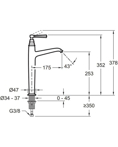 Смеситель для раковины Jacob Delafon Cleo 1889 E24309-BGG Золото глянцевое