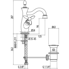 Смеситель для раковины с донным клапаном Gattoni Timor 1830018C0cr