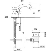 Смеситель для раковины с донным клапаном Gattoni Vivaldi 1231012V0br