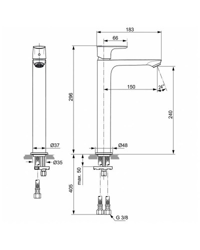 Смеситель для раковины Ideal Standard Connect Air Vessel A7027AA Хром