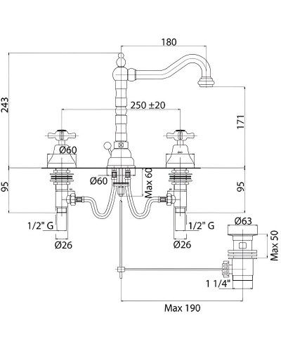 Смеситель для раковины Cezares Lord-BLS2-01 Хром