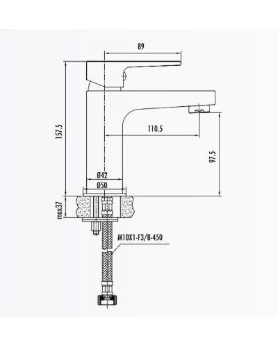 Смеситель для раковины Creavit Sharp SR1500S Черный