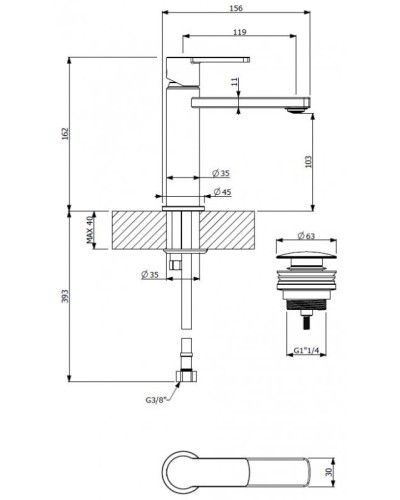 Смеситель для раковины CEZARES GLAM-LSM1-NOP