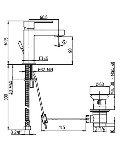 Смеситель для раковины Paini Dax-R Small 84CR211RS Хром