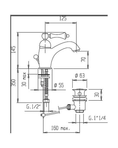 Смеситель для раковины Cezares MARGOT-LSM1-NOP Черный матовый