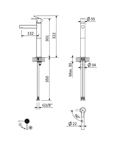 Смеситель для раковины Cezares LEAF-LC1-01-W0 Хром