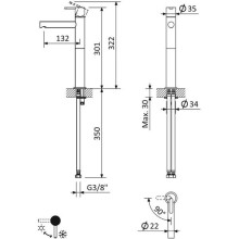 Смеситель для раковины Cezares LEAF-LC1-NOP Черный матовый