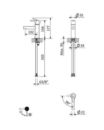 Смеситель для раковины Cezares LEAF-LSM1-01-W0 Хром