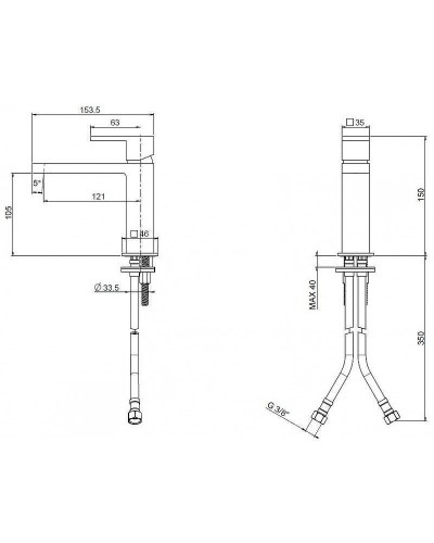 Смеситель для раковины Cezares UNIKA-LSM1-03/24-W0 Золото 24 карат