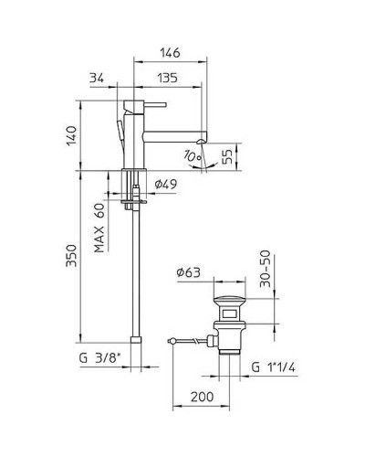 Смеситель для раковины Bossini Oki Z005301.073 Черный матовый