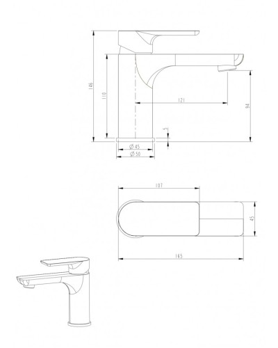 Смеситель для раковины RIMERO RM1060WC (Белый/Хром)