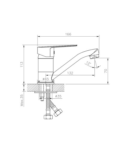 Смеситель для раковины Rossinka S35-22 Хром
