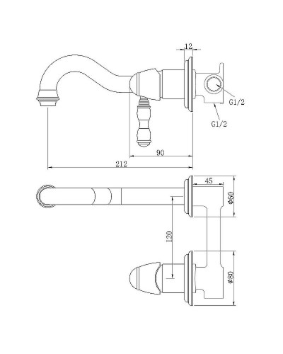 Смеситель для раковины Bronze de Luxe Tiffany 1920CR Хром
