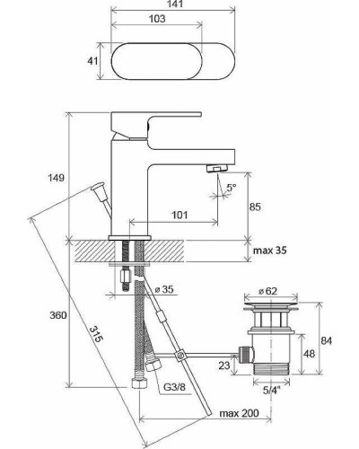 Смеситель для раковины Ravak Chrome CR 011.00 X070053 Хром