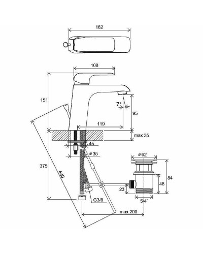 Смеситель для раковины Ravak Flat FL 013.00 X070117 Хром
