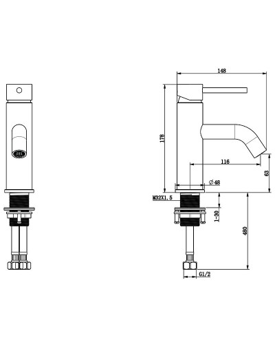 Смеситель для раковины Bronze de Luxe Scandi 1451B Черный матовый