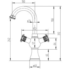 Смеситель для раковины без донного клапана Zorg Antic A 2007U-BR