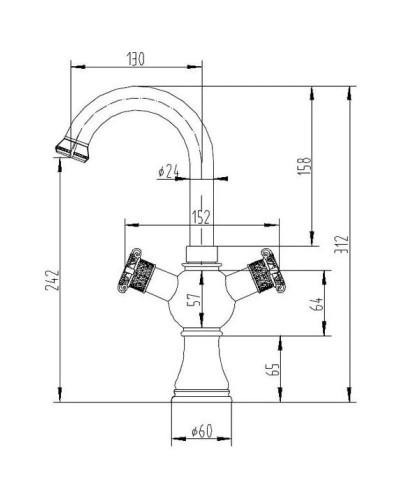 Смеситель для раковины без донного клапана Zorg Antic A 2007U-BR