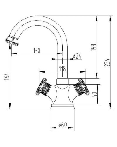 Смеситель для раковины без донного клапана Zorg Antic A 2006U-SL