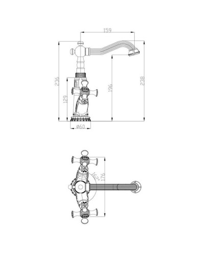 Смеситель для раковины без донного клапана Zorg Antic A 7010U-SL