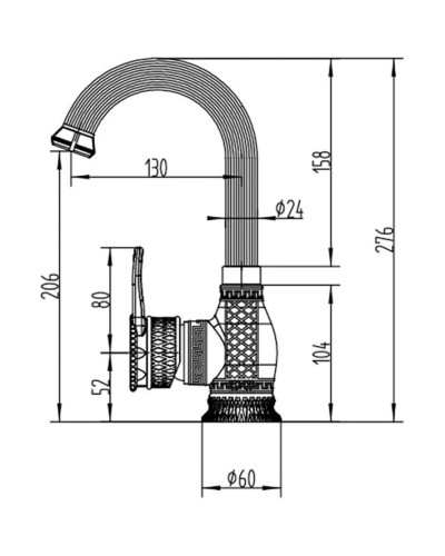 Смеситель для раковины без донного клапана Zorg Antic A 417U-BR