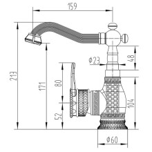 Смеситель для раковины без донного клапана Zorg Antic A 415U-SL