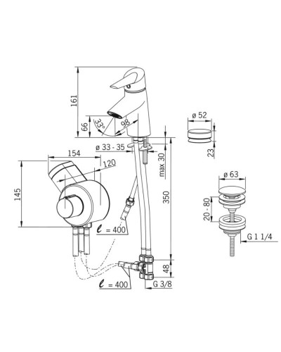 Термостат для раковины с донным клапаном Oras Optima 2701F