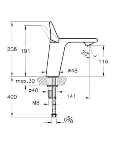 Смеситель для раковины без донного клапана Vitra Memoria A42329