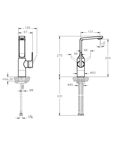 Смеситель для раковины без донного клапана Vitra Suit L A42468EXP