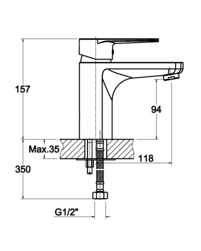 Смеситель для раковины без донного клапана Orange Otto M22-021cr