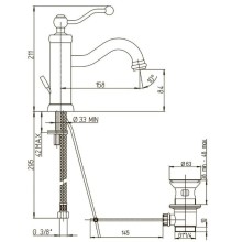 Смеситель для раковины с донным клапаном Paini Duomo 88CR2112SKM