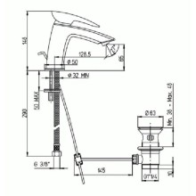 Смеситель для раковины с донным клапаном Paini Spider SRCR2112SKM