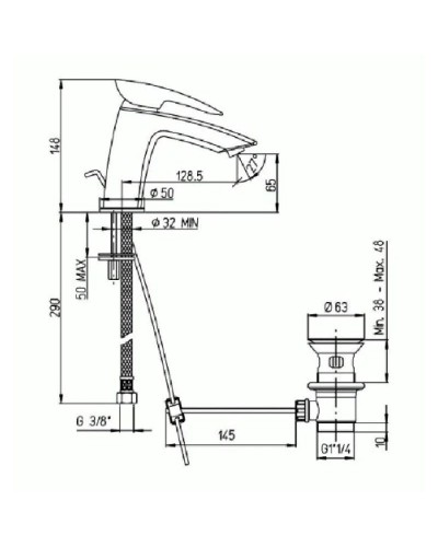 Смеситель для раковины с донным клапаном Paini Spider SRCR2112SKM
