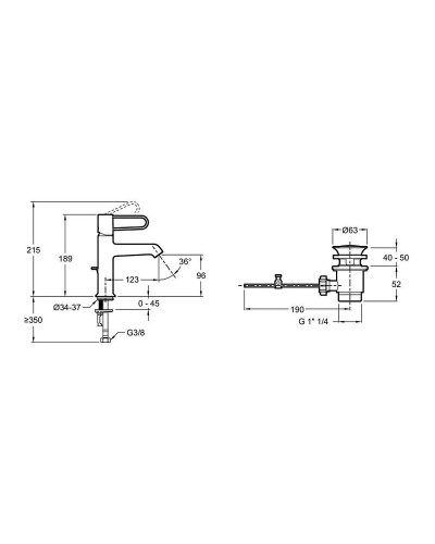 Смеситель для раковины Jacob Delafon Odeon Rive Gauche E21028-BL-BL Черный матовый