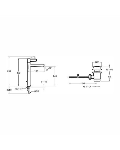 Смеситель для раковины Jacob Delafon Odeon Rive Gauche E21030-00-CP Хром Белый
