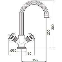 Смеситель для раковины с донным клапаном Cezares APHRODITE-LS2-01-Bi