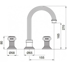 Смеситель для раковины с донным клапаном Cezares APHRODITE-BLS2-A-01-O