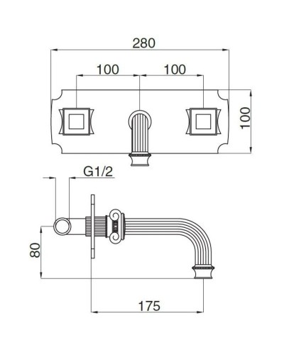 Смеситель для раковины без донного клапана Cezares APHRODITE-BLS2-02-M