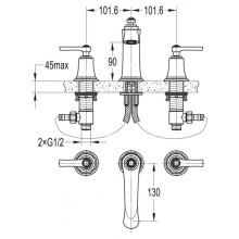 Смеситель для раковины без донного клапана Cezares LIBERTY-F-BLS-01-W0