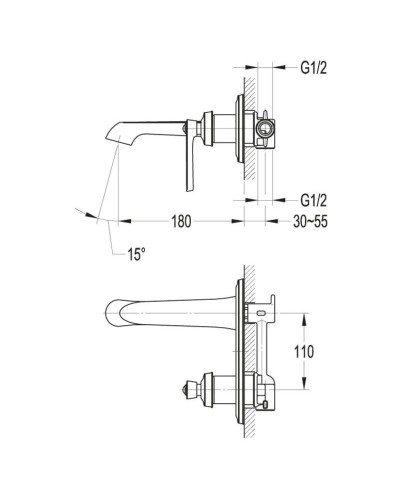 Смеситель для раковины без донного клапана Cezares LIBERTY-BLI-01