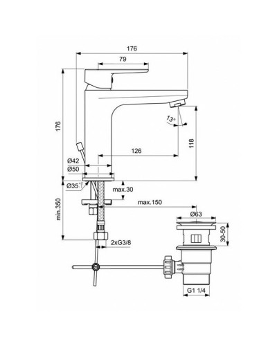 Смеситель для раковины Ideal Standard Cerafine Model O BC496AA Хром