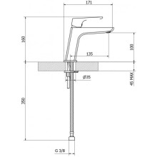 Смеситель для раковины без донного клапана Cezares FLORIAN-LSM1-01-W0