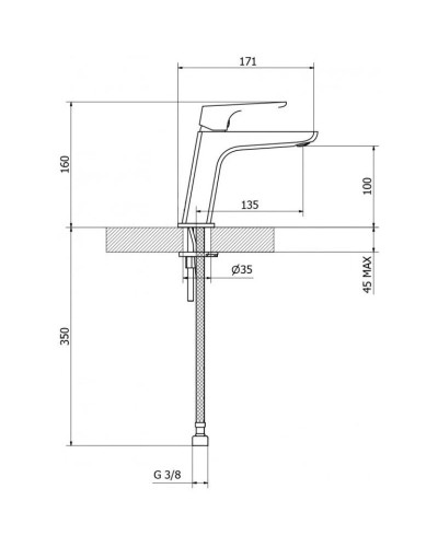 Смеситель для раковины без донного клапана Cezares FLORIAN-LSM1-01-W0